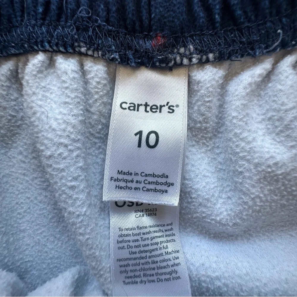 Carters pull on fleece‎ baseball theme blue pajama pants boys 10